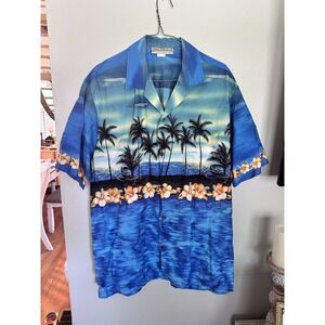Vintage Blue Hawaii Men's Hawaiian Shirt, Tropical, XL, Buttons, Pocket,‎ Beach